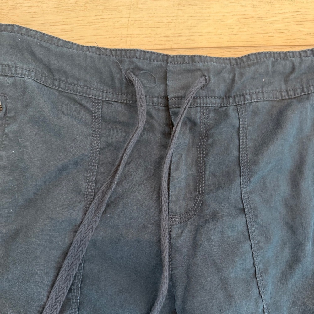Lou & Grey Navy 100% Linen Drawstring Beachy Lounge Jogger Pants Women Small EUC - Picture 4 of 12